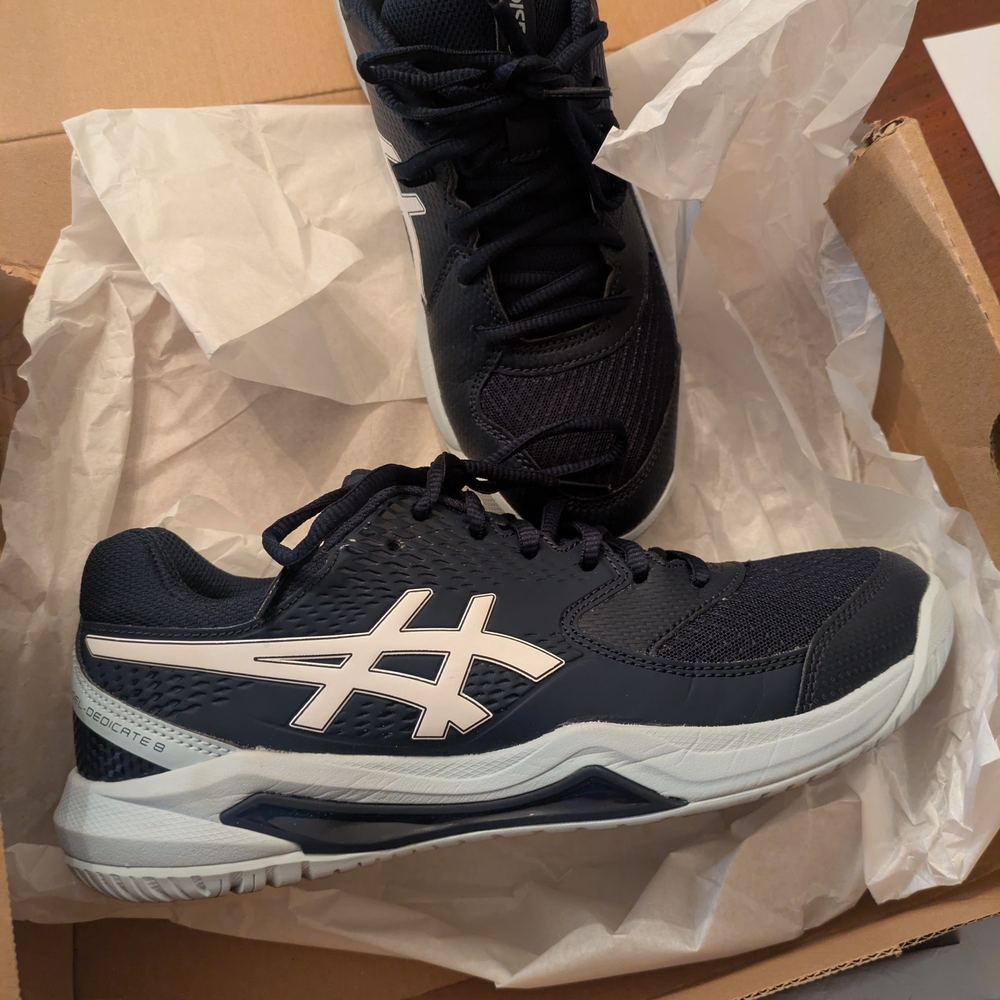 Asics Navy and White Athletic Tennis Shoes